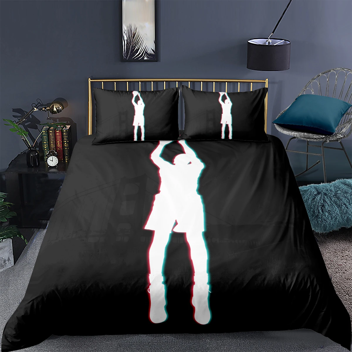 

3D Silhouette Figures Quilt Cover Sets Black Linens Bed Pillow Sham Full Double Single Twin Queen Size160*220cm Modern Beddings