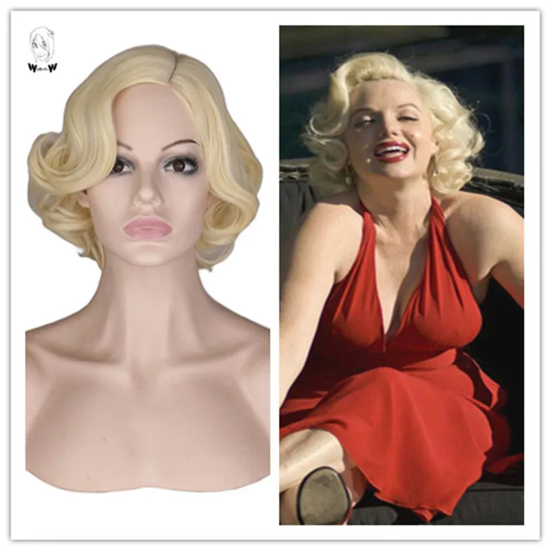 

Косплей Мэрилин Монро для женщин и девочек, короткие светлые вьющиеся парики для косплея, вечерние парики из синтетических волос из высокотемпературного волокна