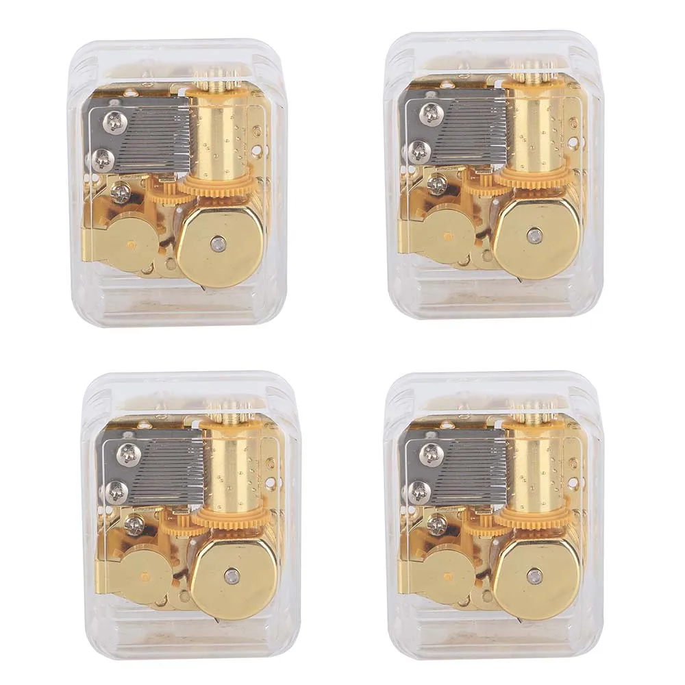 4Pcs Music BoxTransparent Gold Square Acrylic  Musical Toy Kids Children Birthday Gift