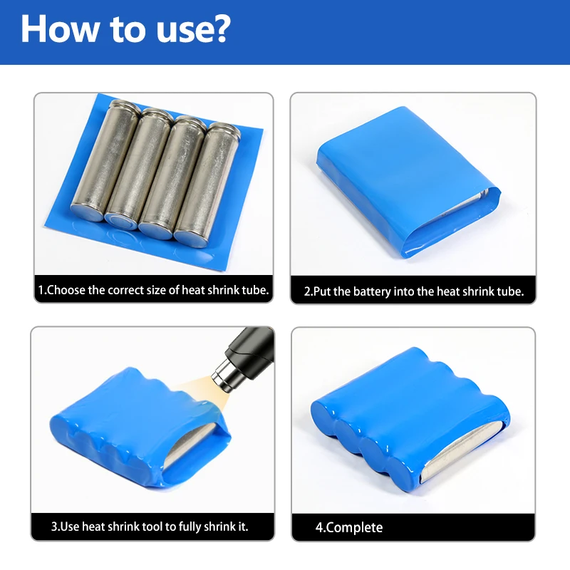 2/5/10/50/100m Width 66mm PVC Heat Shrink Tube Insulated Film Wrap Protection Case Wire Cable Sleeve Lithium Battery 18650 Pack