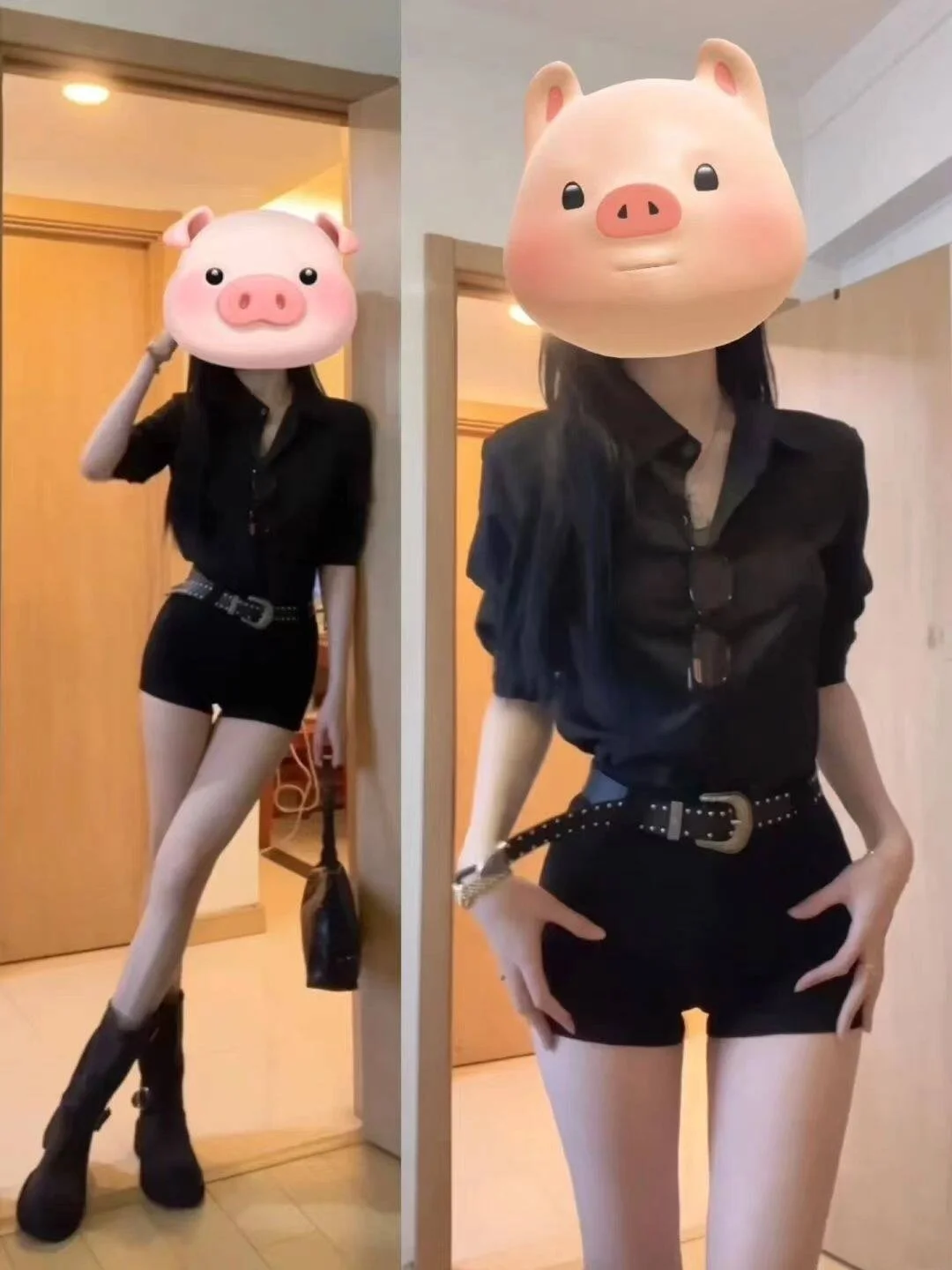 American Style Hot Girl Denim Shorts Women's New Summer plus Size Slim Straight Black Retro Low Waist Bodycon Hot Pants