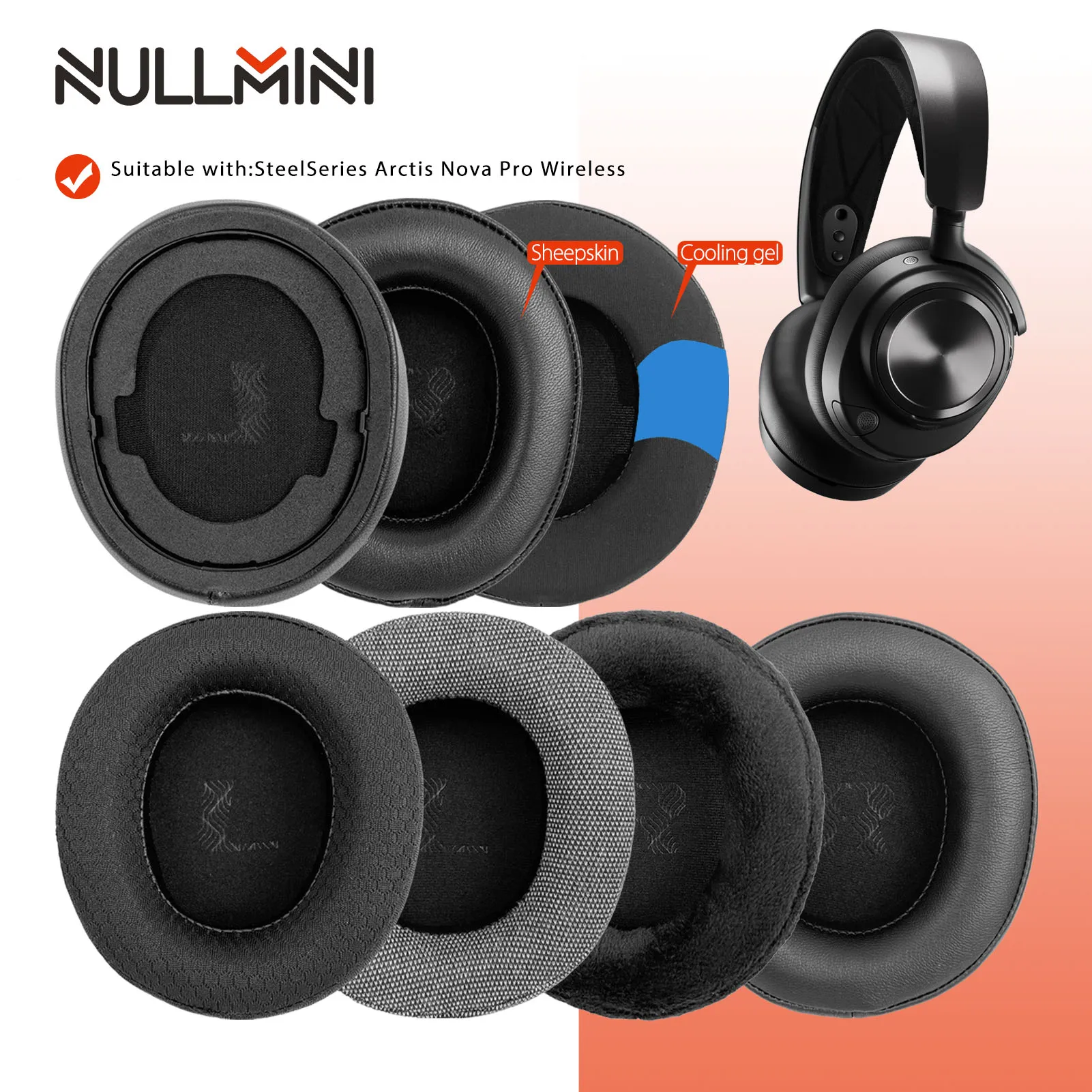 NullMini Replacement Earpads for Steelseries Arctis Nova Pro Wireless Headphones Earmuff Headband Ear Pads Cushion Cover Sleeve