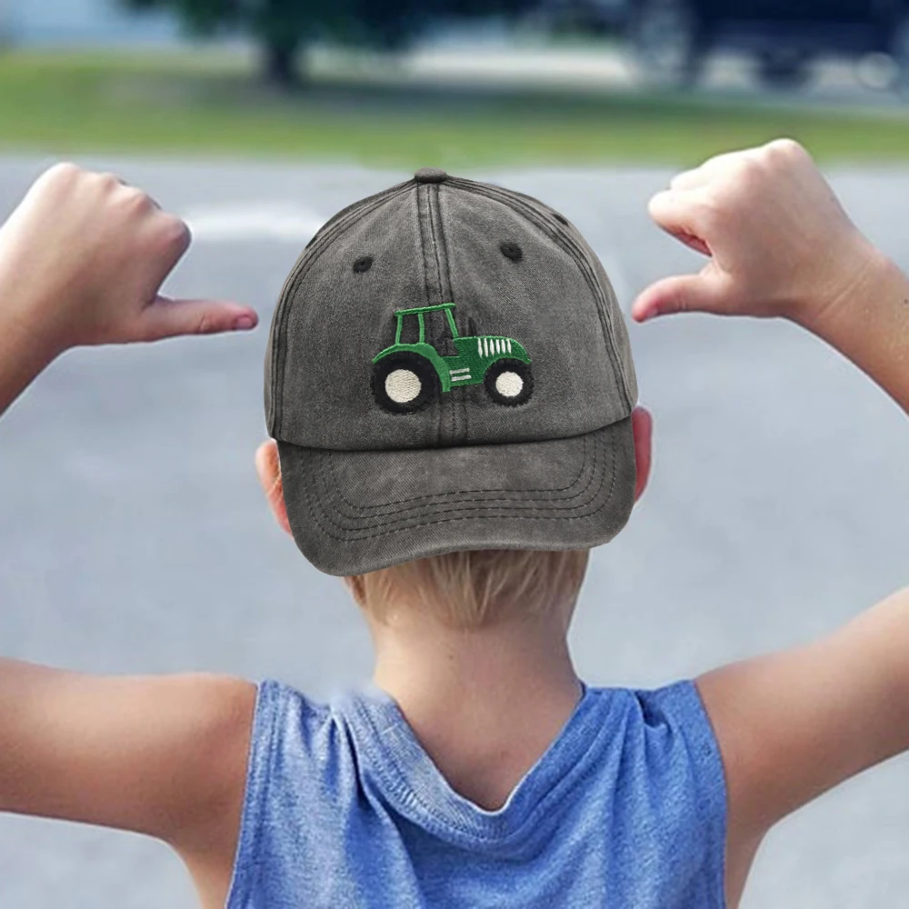 Children Cartoon Baseball Cap Tractor Embroidered Peaked Caps for Boys Girls Outdoor Sunscreen Sports Visor Hat Kids Gifts