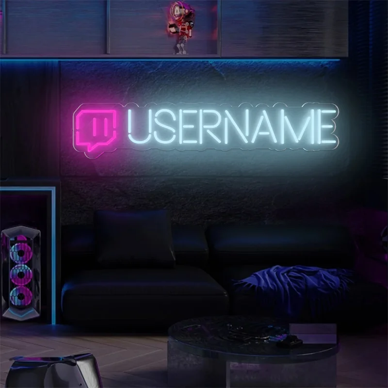 

Неоновая вывеска Twitch Username на заказ, геймерская бирка, персонализированный подарок для геймеров, неоновый свет, настенный декор, декор игровой комнаты