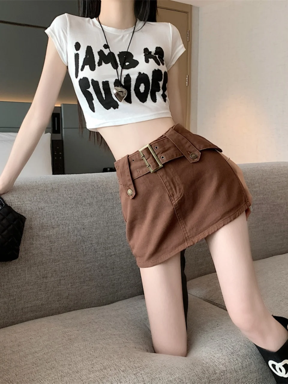 الأمريكية الرجعية الساخن فتاة زائد حجم الدنيم تنورة المرأة تصميم التخسيس Bodycon تنورة عالية الخصر ألف خط ort تنورة #4