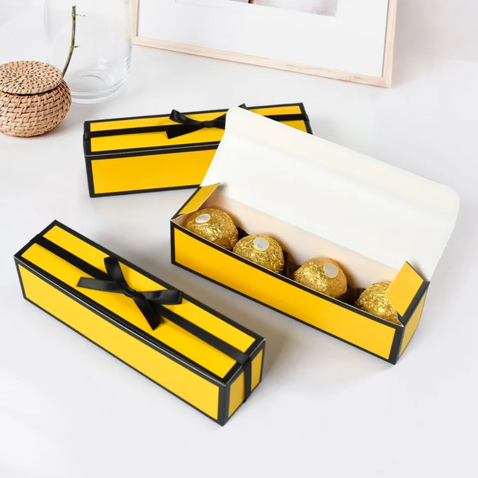 10/30/50 Stück Schokoladenbox mit langem Röhrchen, schlichte Papierbox mit Schleife zum Valentinstag, faltbare Geschenkboxen, Geschenktüten, Verpackungsbox – Detail 2