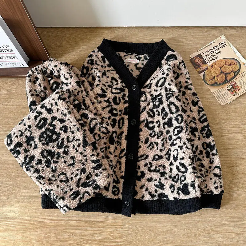 

Women's Clothing Pajamas French Style Leopard Print V Collar Hit Product New Product Winter Thicken Keep Warm Exquisite Fashion