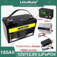 LiitoKala 12V 12.8v 180ah 160ah 120ah LiFePO4 Battery Multifunctional  for Outdoors Touring Car Golf cart Solar energy Charger