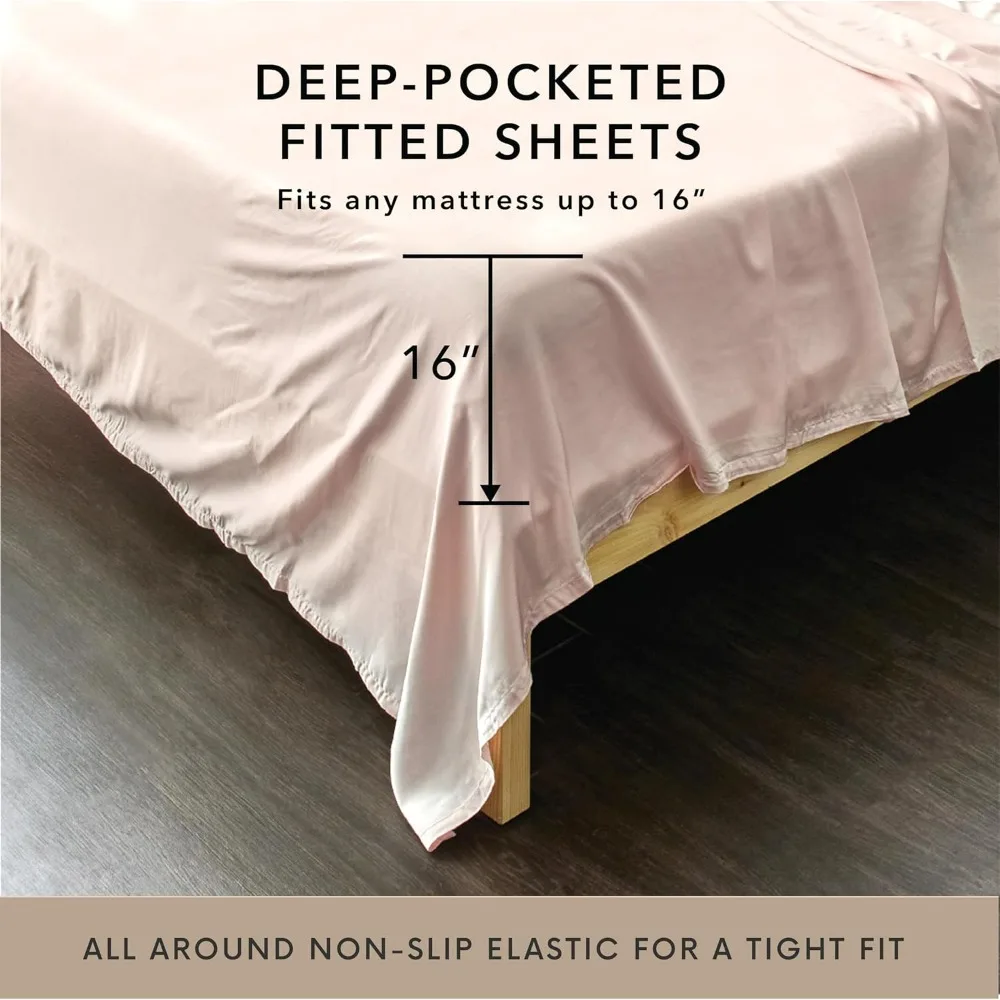 6 Piece King Size Sheets Set - 100% Viscose Made From Bamboo Sheets King Size - Soft Cooling Sheets For Hot Sleepers