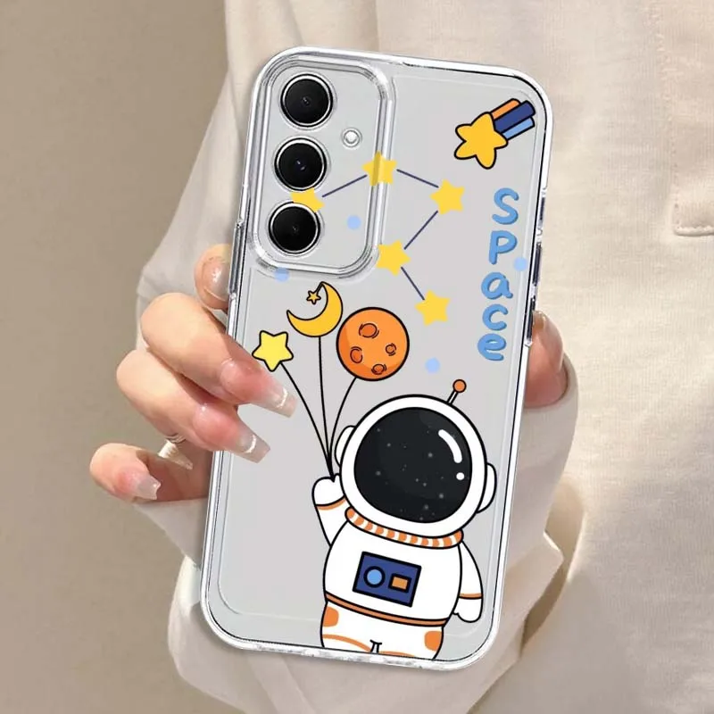 Etui na telefon z TPU, przezroczyste, z motywem astronauty z kreskówki anime, do Samsung Galaxy A73 A72 A71 A55 A54 A53 A52 A51 A33 A25 A22 A15 A14 A05