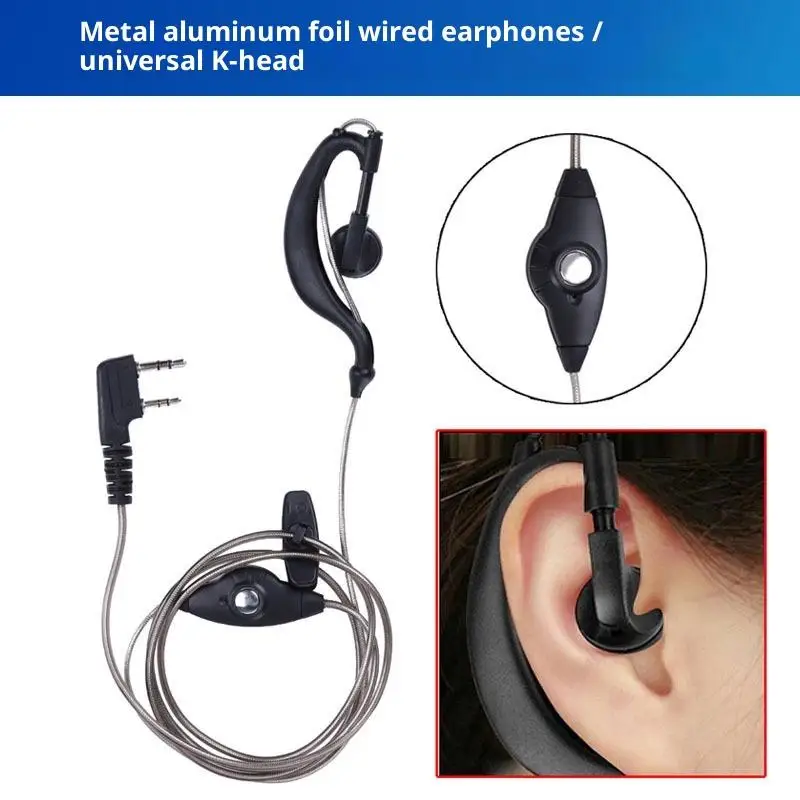 

1 шт., 2-контактные наушники K-Jack с радиоприемником K-Type для KENWOOD QUANSHENG TYT HYT, рация, наушники из алюминиевой фольги