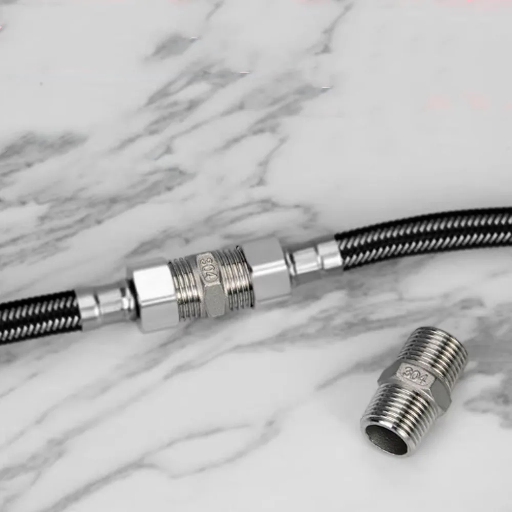 1Pcs Hex Nipple Union 304 Stainless Pipe Fitting Coupler water oil air Thread Adapter Coupler Plumbing Fittings Bathroom
