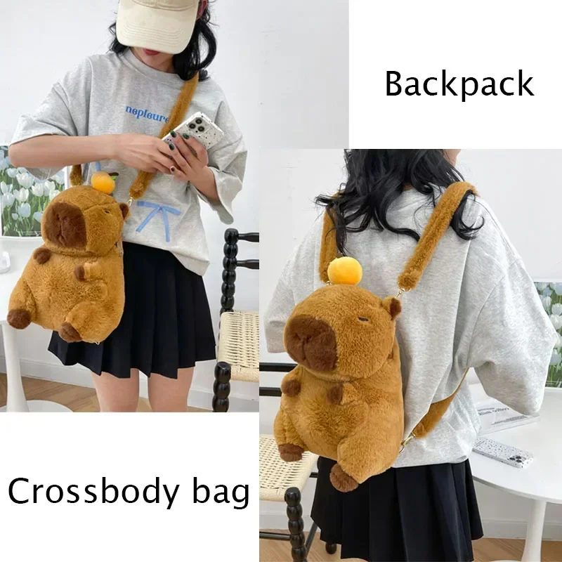 Capybara Plush Backpack Kawaii Fashion Plushie Doll Fur Bag Children's Bag Shoulder Bag Mini Knapsack Bags Gifts for Girlfriend