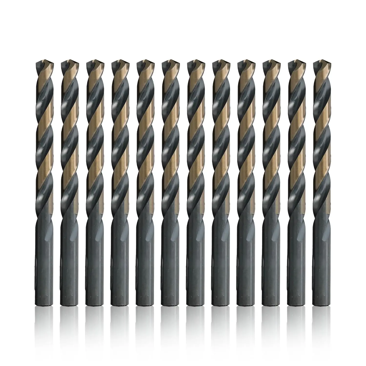 

High Speed Steel 1/4" Split Point Drill Bit Pack of 12, Black & Gold Finish for Precision Drilling