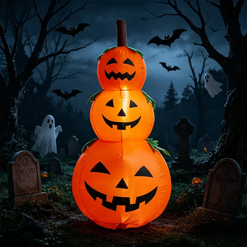 Halloween Inflatable Pumpkin Model Suitable for Outdoor Activities, Holiday Parties, Garden and Yard Decorations, Indoor and Outdoor Use, Equipped with Led Lights and Fan Accessories