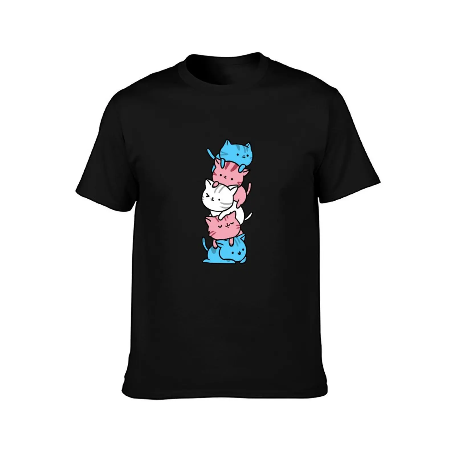 Kawaii Cat Pile Trans Pride T-Shirt Simple Graphic Design T-Shirt