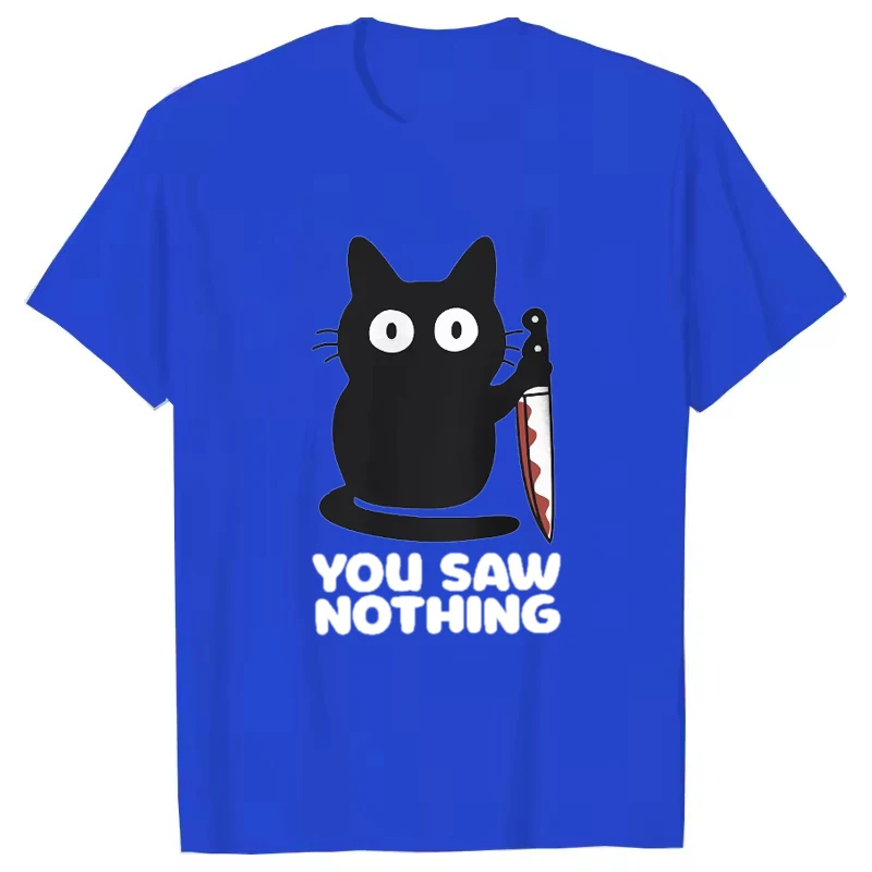 تي شيرت رجالي مضحك مطبوع عليه قطة أساسية برقبة دائرية قابلة للتنفس ورقبة دائرية وأكمام قصيرة مناسب للجنسين للرجال والنساء #3