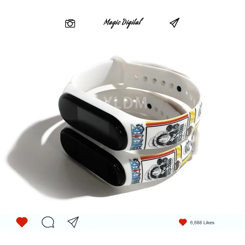 ONE PIECE Luffy Ace Strap for Mi Band 6 5 4 3 NFC Couples Cool Print Wristband Bracelet Replacement High Quality Shipping Free