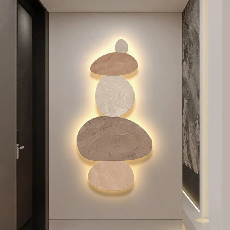 Novelty Mural Wall Lamp Foyer TV Background Wall Restaurant Room Decor Wall Light LED Luminescence Natural Stone Profiling