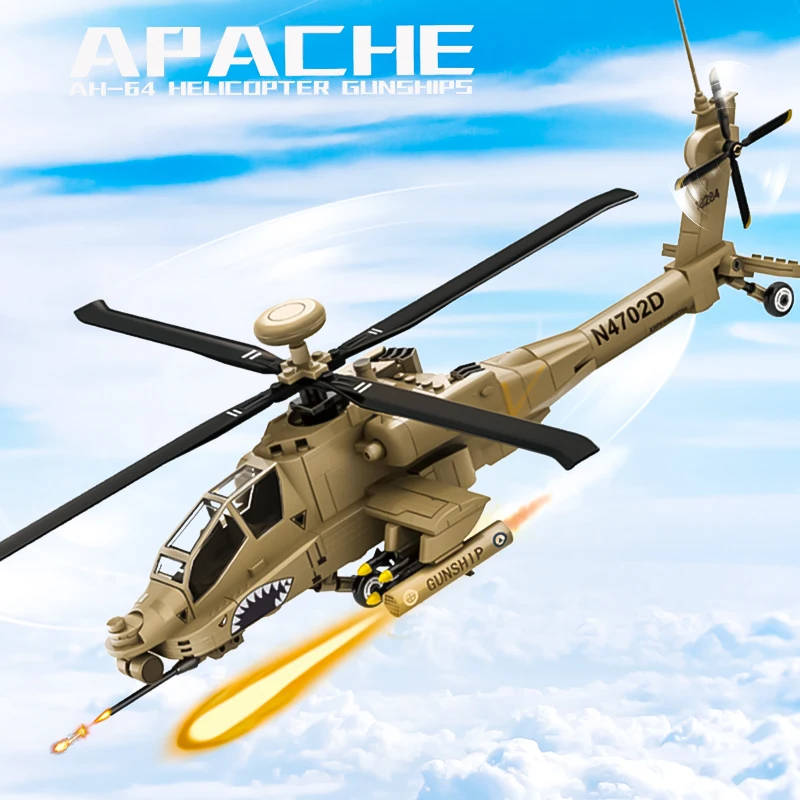 Combat aircraft model Apache armed helicopter assembly building block toy Black Hawk model airplane children\'s and boys\' toys