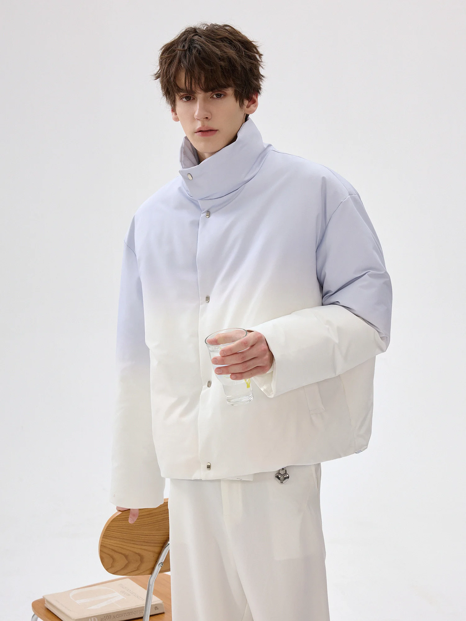 Men's 2025 Autumn New High-End Gradient Color Stand Collar Parkas Men's Tops Warm Design Trendy Handsome Elegant Parkas Coats