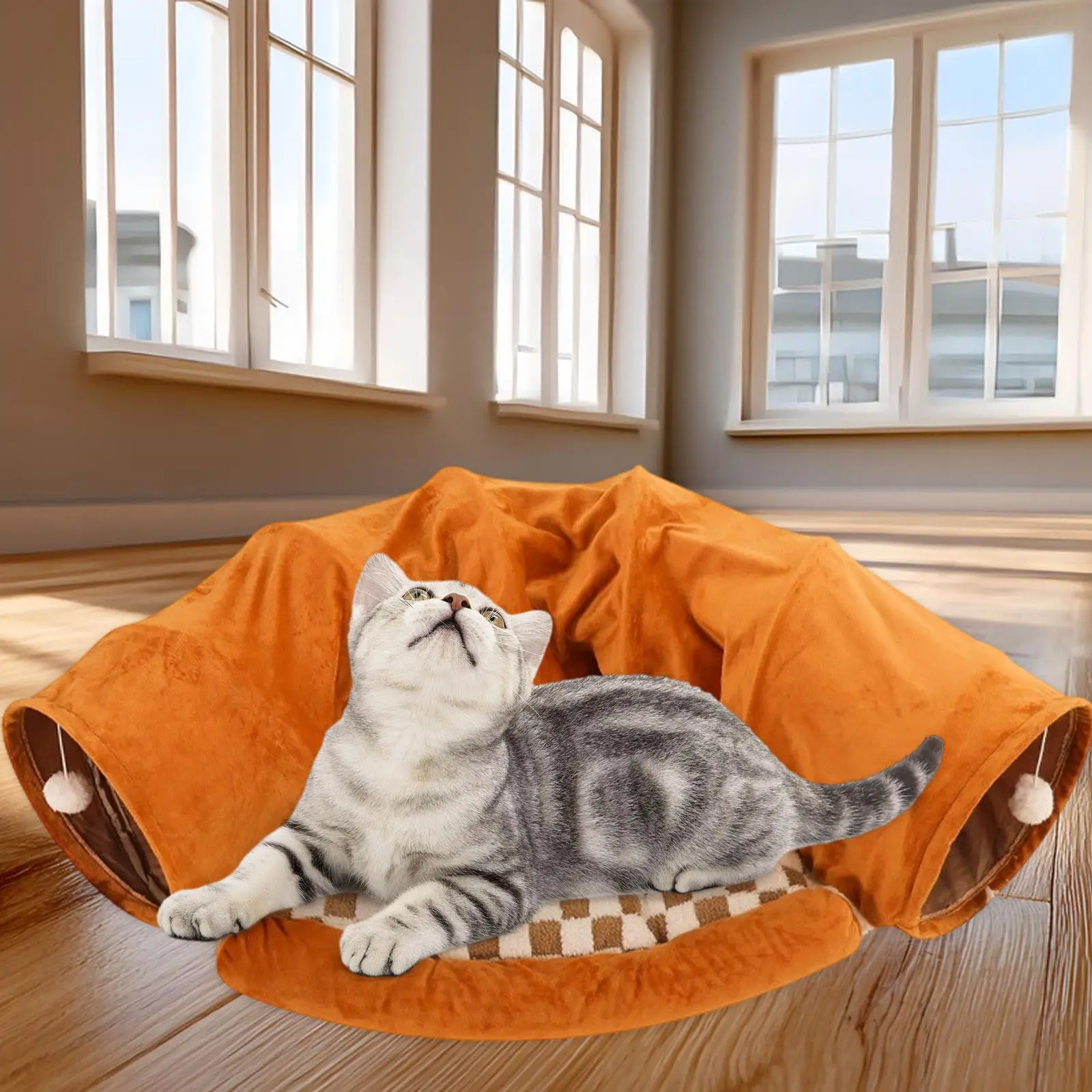 

Туннельная кровать для кошек, трубка для кошек, котенок с мячом, товары для домашних животных, подарки, спальный коврик