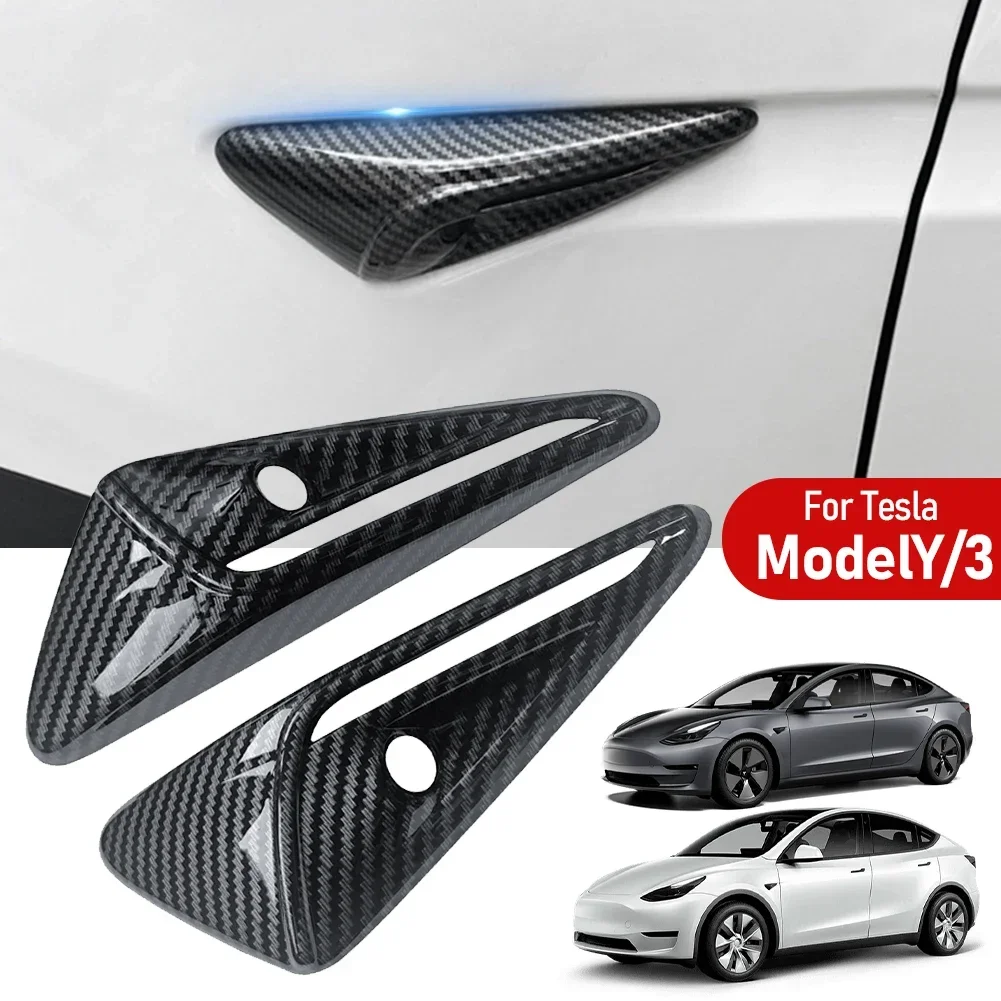 2PCS for Tesla Model 3 Y X S Side Camera Carbon Fiber ABS Protection Cover for Tesla Model 3 Model Y Car Accessories 2017-2022