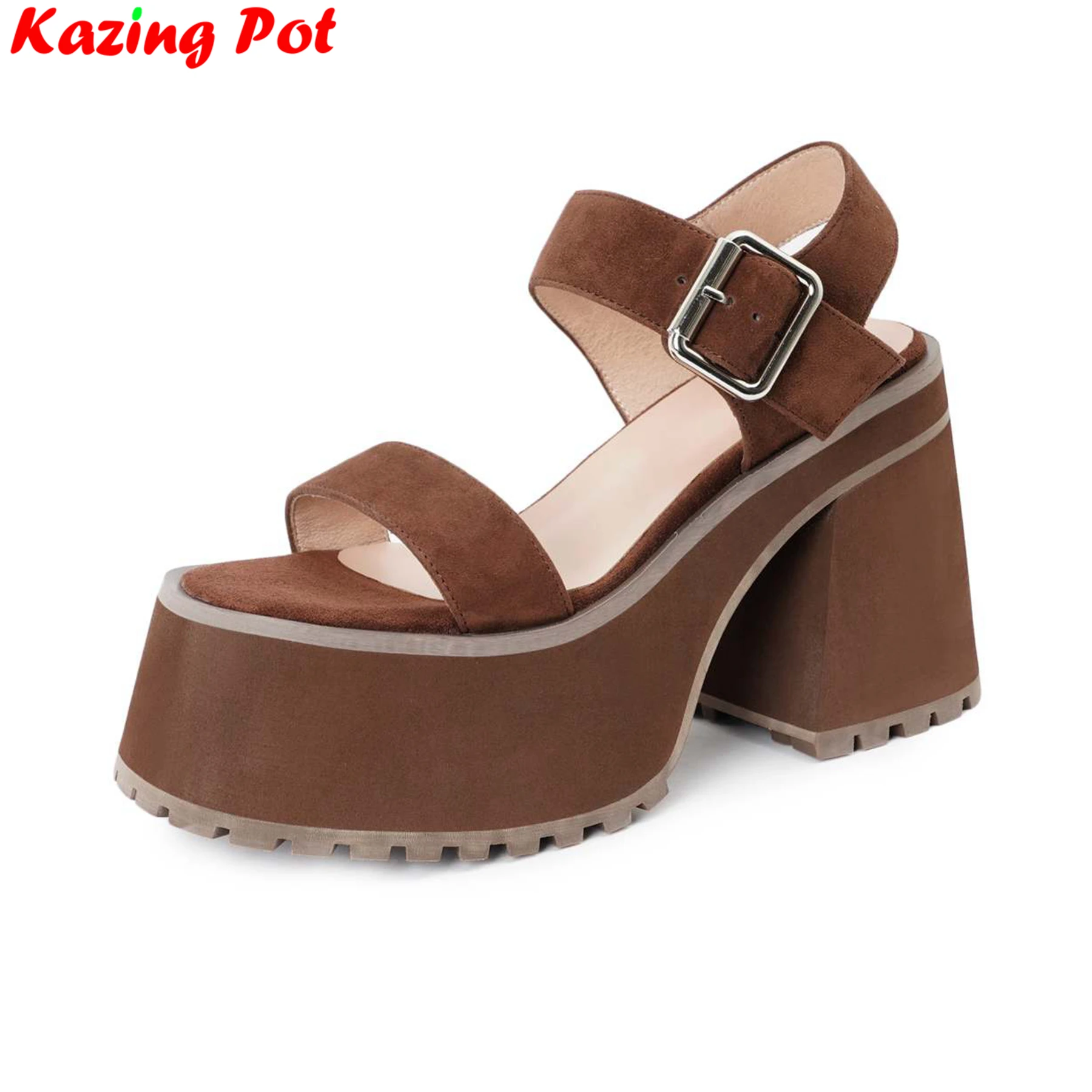 

Krazing Pot 10,8 см, очень высокие детские замшевые туфли с открытым носком, элегантные летние туфли на платформе для свиданий, современные женские сандалии с лаконичным ремешком и пряжкой