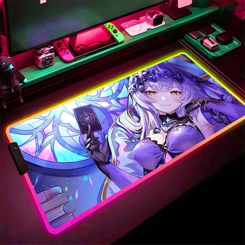 

RGB LED Mouse Pad Gaming Mat PC Accessories H-honkai Star Rail Black Swan Mousepad Desk Mat Non Slip Extended Pad Keyboard Pad