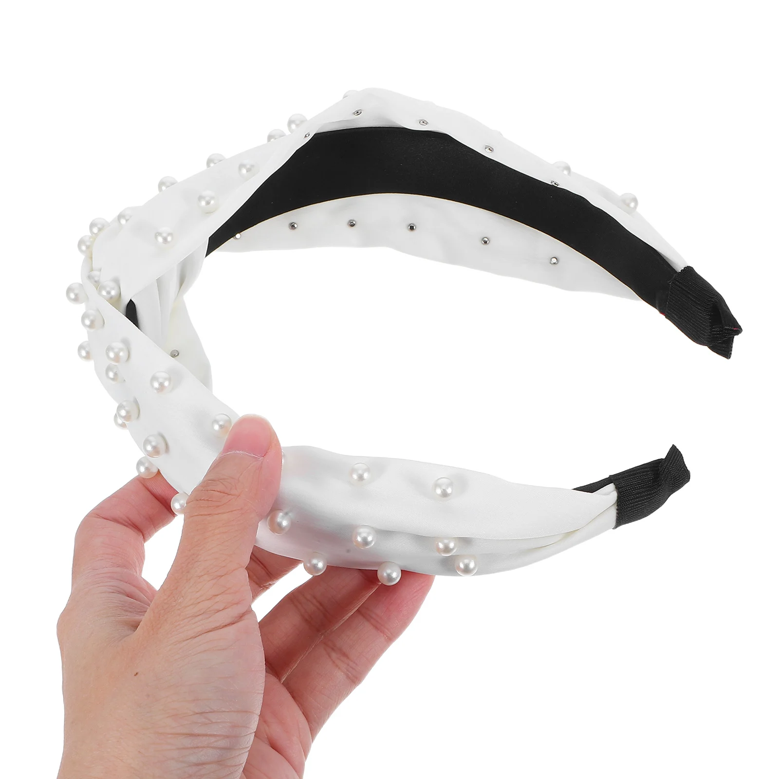 

2pcs Pearl Knotted Headband Elegant White Pearls Headbands for Women Girls Fashion Bridal Accessories Lightweight Wide Band
