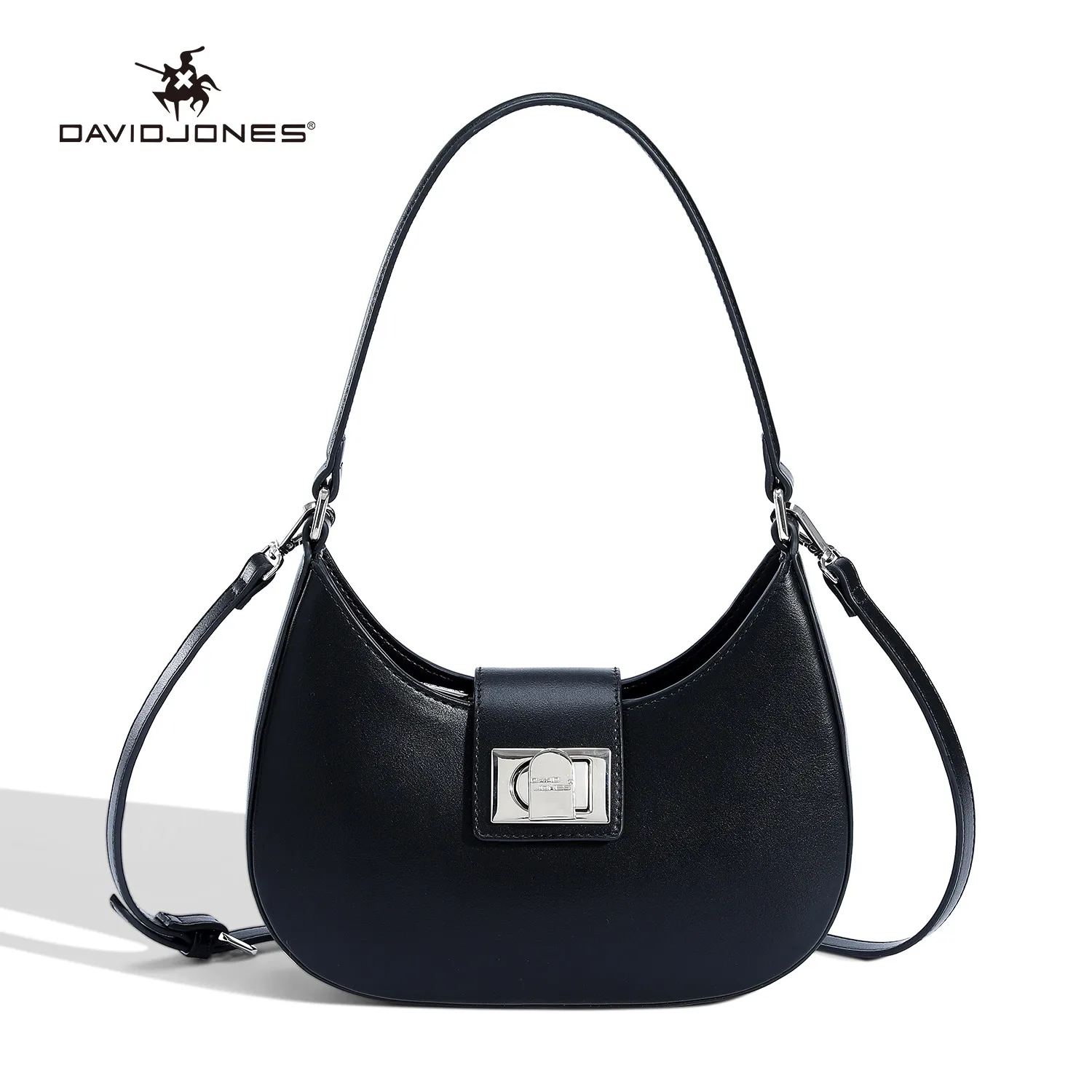 David Jones Women's Shoulder Bags New Style Summer Autumn Trend Designer Model PU Leather Fresh Exquisite Crossbody Saddle Bag