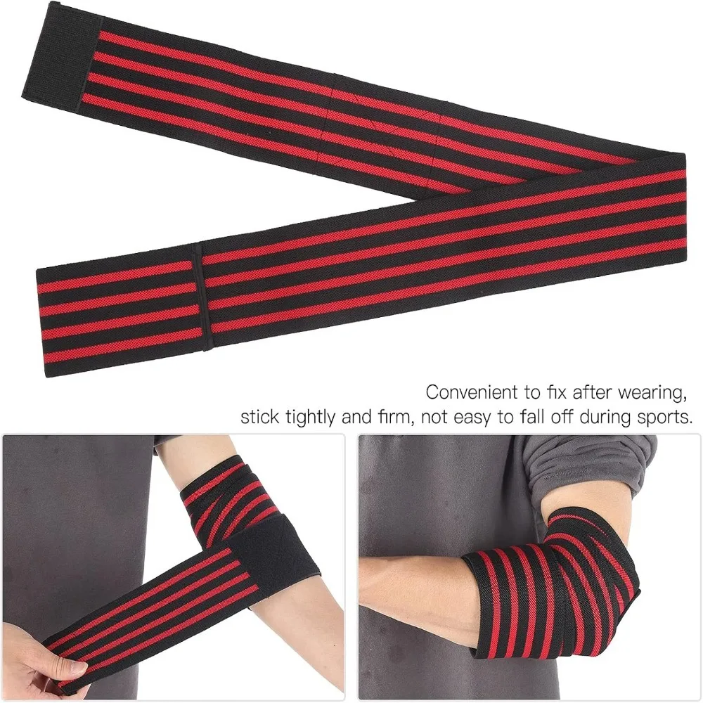 Adjustable Straps Elbow Compression Bandage Black And Red Stripes Elastic Material Sports Elbow Brace Professional Grade