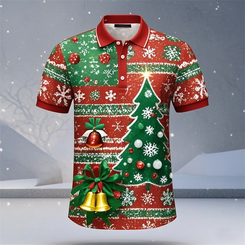 

Men's Women's Christmas Tree Polo Shirts Fashion Festival Party Short Sleeve Lapel Tops Simple Design Casual Comfortable Clothes