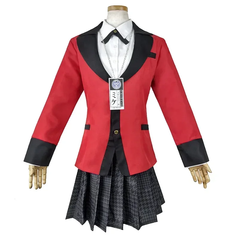 Kakegurui Anime Cosplay Traje para Mulheres, Jabami Yumeko, Uniforme Sexy, Vestidos de Halloween, Peruca