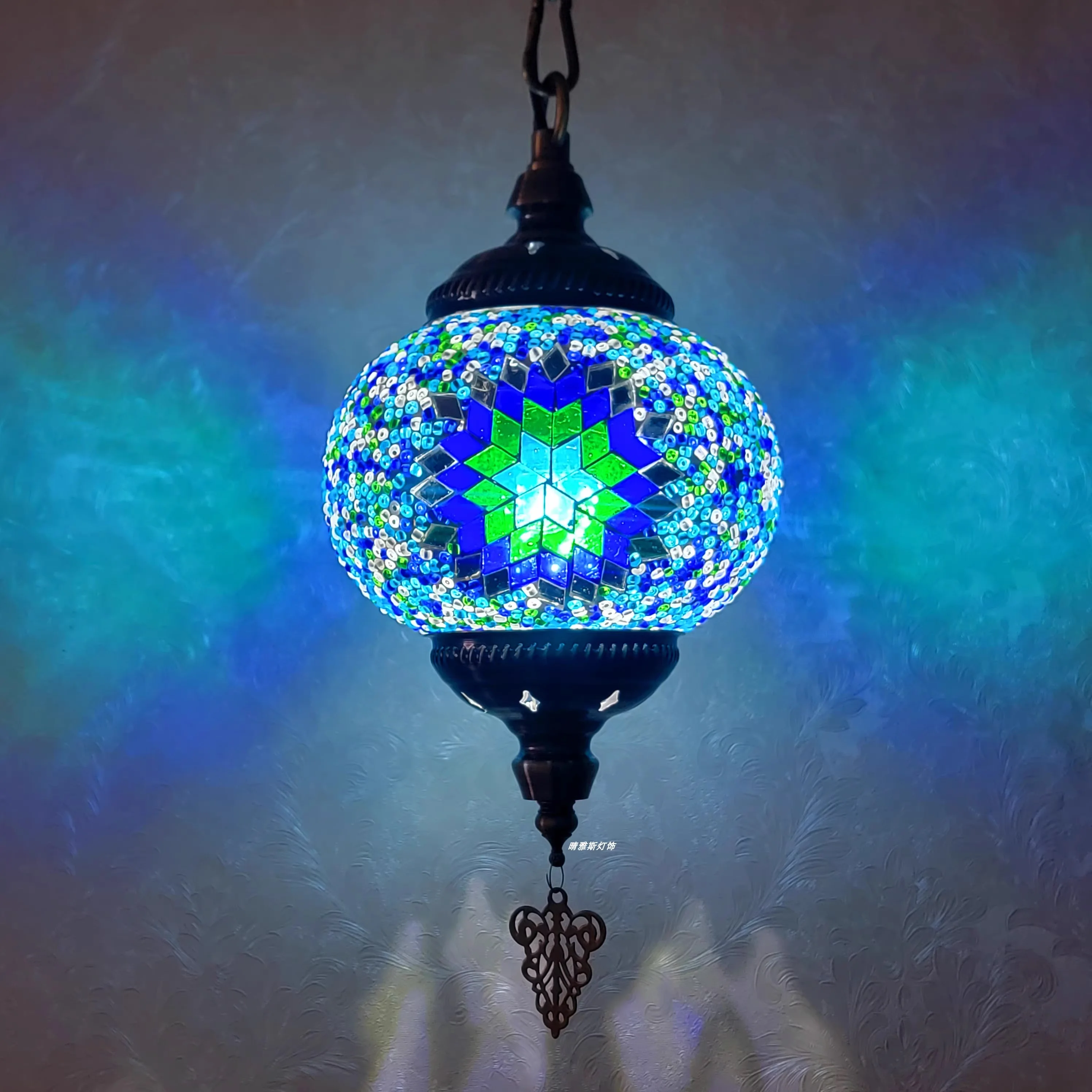 Turkish Mosaic Pendant Lamp Vintage Art Deco Handcrafted Lamparas De Mesa Glass Romantic Light Lamparas Con Mosaicos Home Decor