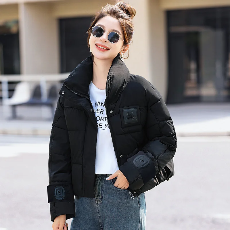 Winter Jackets Women 2024 Korea New Parkas Color Block Thick Warm Cotton Short Jacket Women's Basic Down Coat Outerwear Overcoat