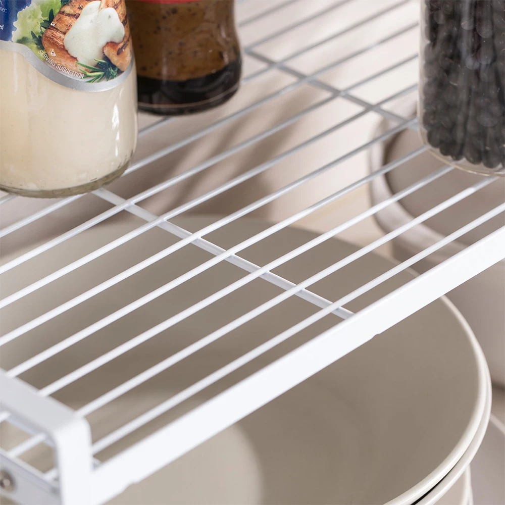 White Metal Over The Sink Shelf with Modern Design,  Display Stand Organizer for Kitchen Accessories