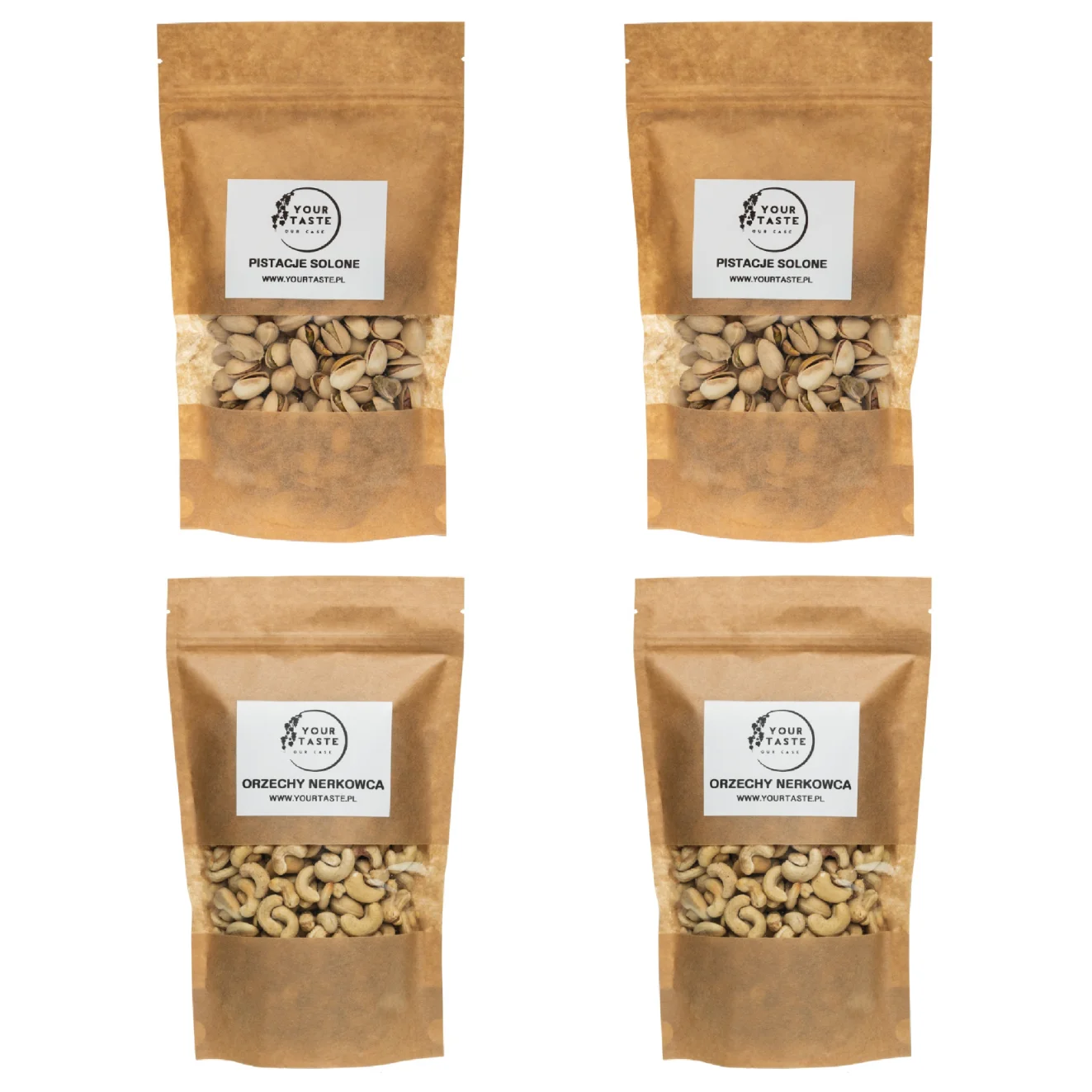 Your Taste Zestaw - 2x Pistacje solone 500g + 2x Orzechy nerkowca 500g