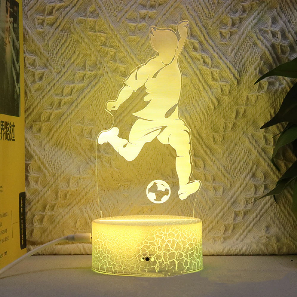 Voetballer Cristiano Nathan Led 3d Nachtlampje 16 Kleuren Variabele Visuele Verlichting Woonkamer Interieur Cadeau Voor Fans