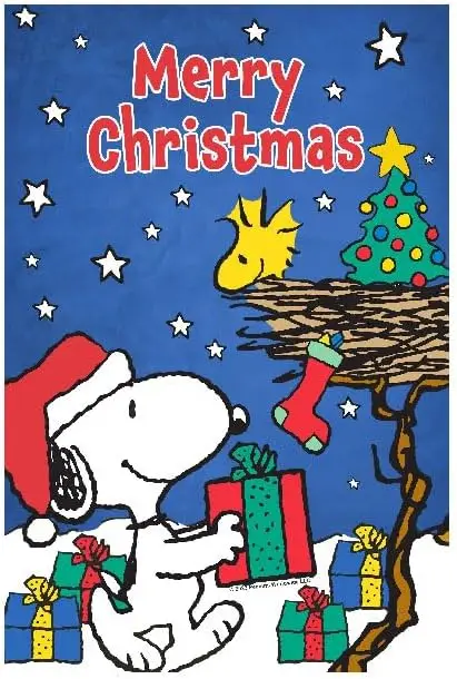 Flagology.com, PEANUTS® Merry Christmas and Woodstock – House Flag 28