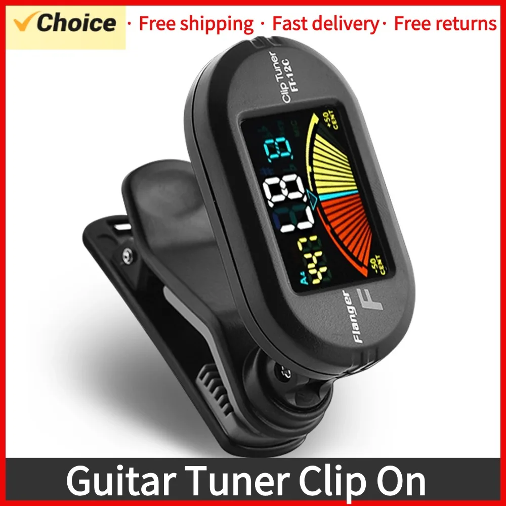 Guitar Tuner Clip On for Chromatic Guitar Bass Violin Ukulele Color LCD Display Screen Portable Guitar Tuner Guitar Accessories