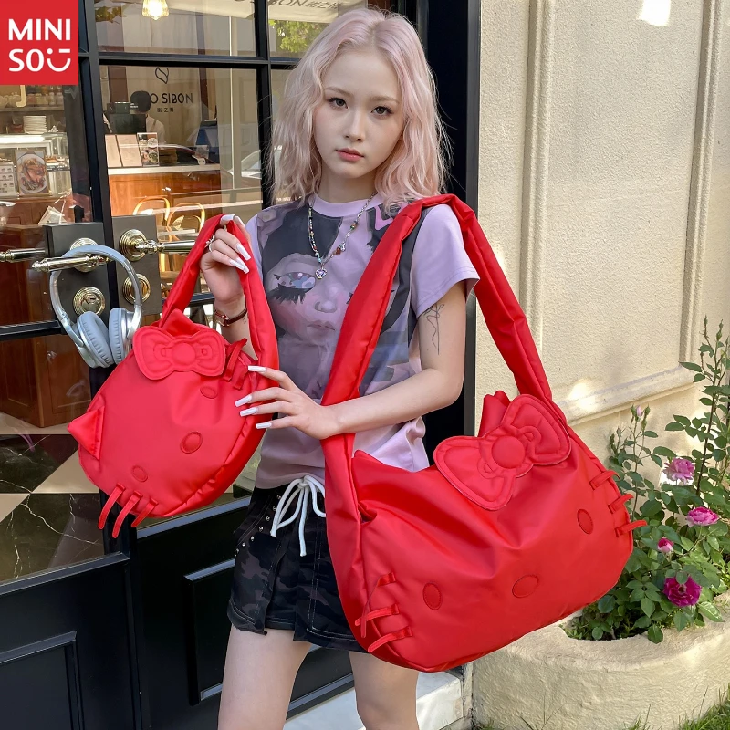 

Уличная сумка Miniso 2025 Hello Kitty, большая сумка через плечо для школы и поездок на работу