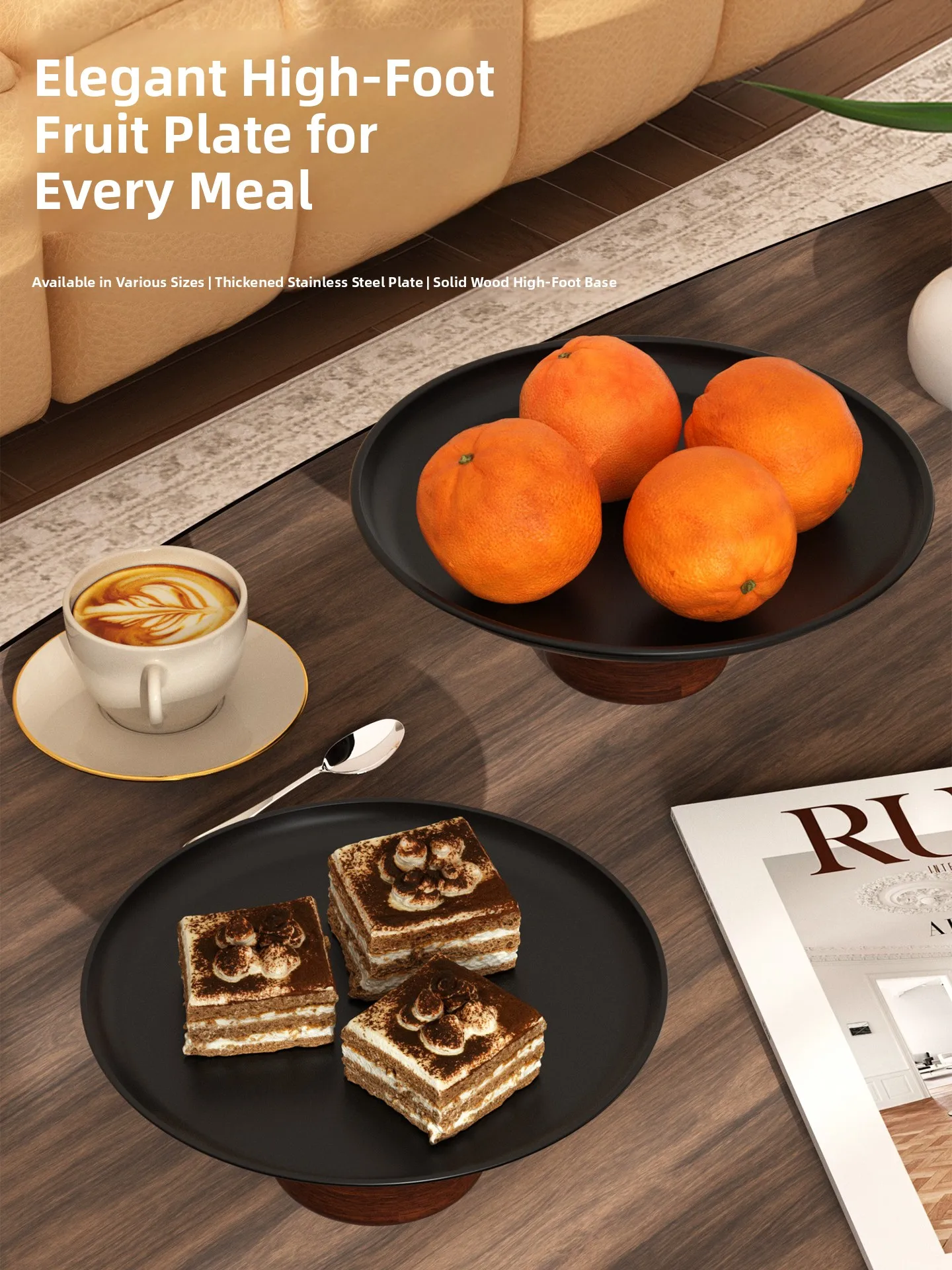 Stainl Steel Tea Tray Stand High Footed Sna Plate for Living Room Coffee Table Fruit Tray Candy Dert Plate Home Use