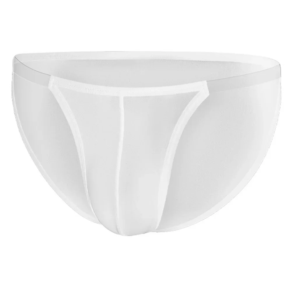 Sexy masculino malha fina bolsa cintura baixa sexy respiração briefs ultra-fino transparente roupa interior altura corte biquíni lingerie calcinha erótica