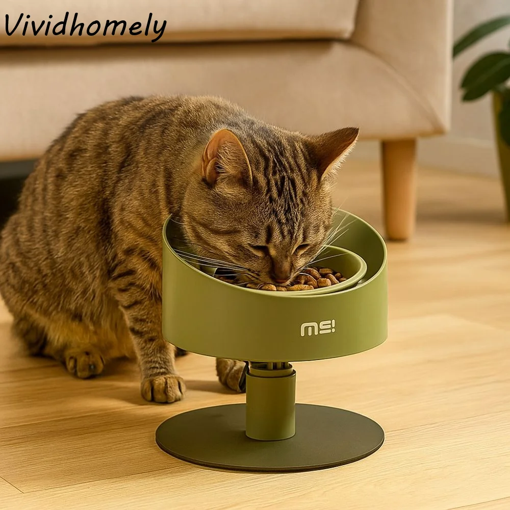 

Practical Adjustable Cat Ceramic Bowl Non-Slip Flower Shaped Anti Vomiting Bowl Neck Protection Pet Water Bowl Pet Supplies