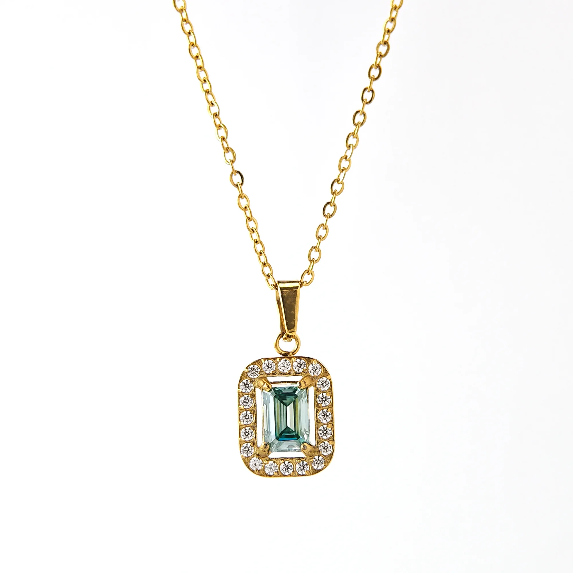 

1pc 0.8 Carat Stainless Steel Synthetic Moissanite Necklace, When Worn As Part of Daily Outfits, Exudes A Gentle Charm.