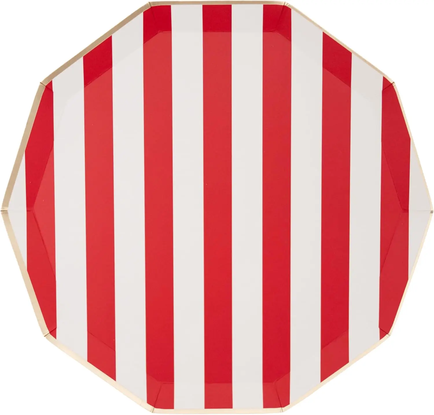 Red White Striped Paper Party Plates 10.75