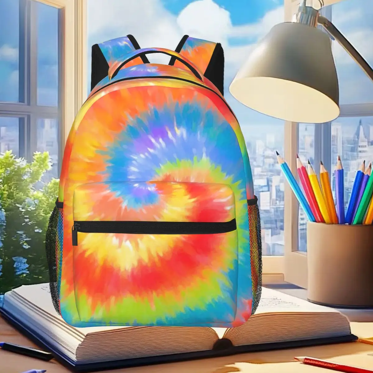 

Colorful Tie Dye A Rainbow Swirl Backpack Student Boys Girls BookBag Kids School Bag Computer Shoulder Bags for Men Women