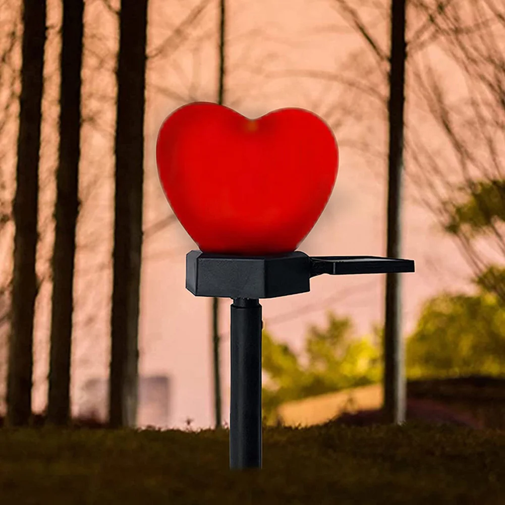 Lámpara de tierra de energía Solar, luz de enchufe de tierra decorativa con forma de corazón, impermeable IP55, decoración de entrada de calle para césped de patio