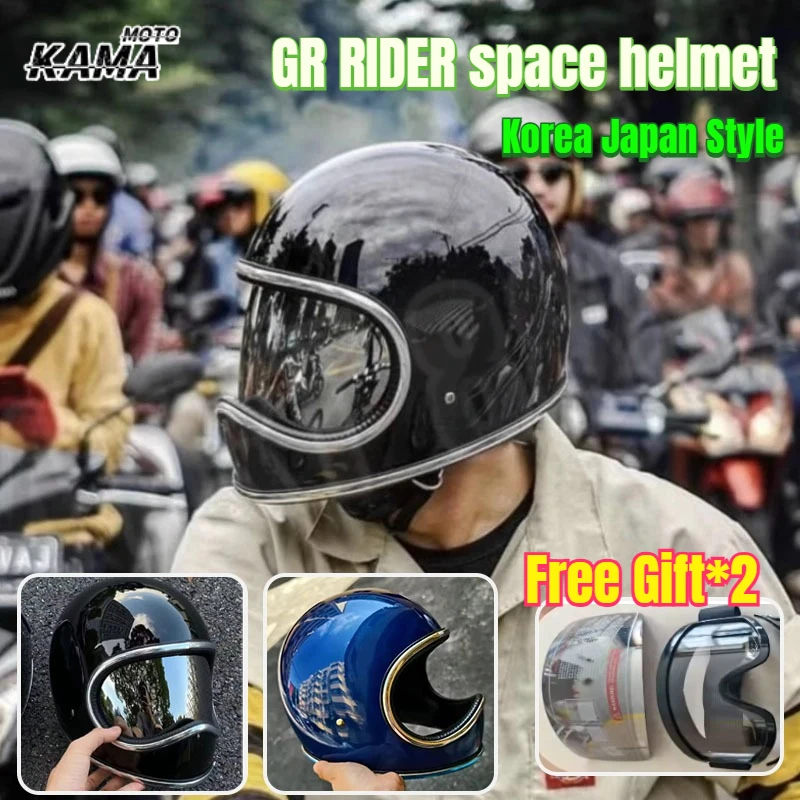 

Motorcycle Helmet Korea Japan Style Tech Fiberglass Shell Moto Helmet DAVID 2 Series Rider Gears Korea Style Vintage Capacete